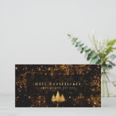 Carte Élégant certificat cadeau Black and Gold (Debout devant)