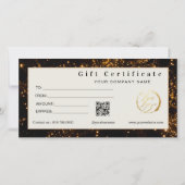 Carte Élégant certificat cadeau Black and Gold (Dos)