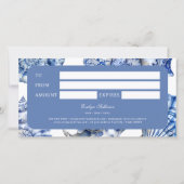 Carte Élégant certificat cadeau de coquillages bleus (Dos)