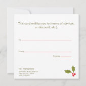 Carte Élégant certificat cadeau de couronne de Noël (Dos)