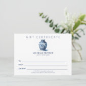 Carte Élégant certificat cadeau de pot de gingembre aqua (Debout devant)