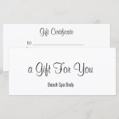 Carte Élégant certificat cadeau de salon Spa noir et bla (Devant / Derrière)