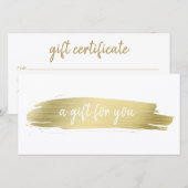 Carte Élégant certificat cadeau d'or de salon affaires (Devant / Derrière)