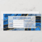 Carte Élégant Certificat cadeau d'or pour agent bleu mar (Dos)