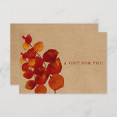 Carte Élégant certificat cadeau Eucalyptus rustique (Devant / Derrière)