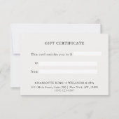 Carte Élégant certificat cadeau Floral pour entreprise (Dos)