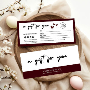 Carte Élégant certificat-cadeau rouge