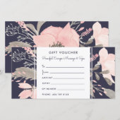 Carte Élégant chèque cadeau Aquarelle Rose-Bleu (Devant / Derrière)