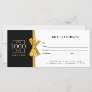 Carte Élégant Chic Black Gold Business Certificat cadeau