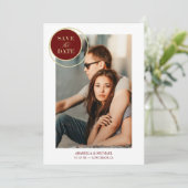 Carte Elegant Chic Gold Red Photo Sophisticated Wedding (Debout devant)