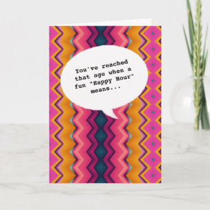 Carte Élégant chic Happy Hour Getting Old Funny Annivers