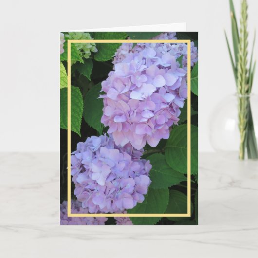 Carte Élégant Chic Purple Hydrangeas Fleurs Or Cadre (Devant)