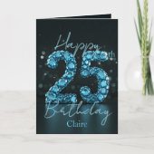 Carte Elégant Chic Sapphire Bleu et Noir 25e anniversair (Devant)