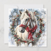 Carte Elegant Christmas Horse with Winter Wreath Custom (Devant)