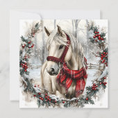 Carte Elegant Christmas Horse with Winter Wreath Custom (Devant)