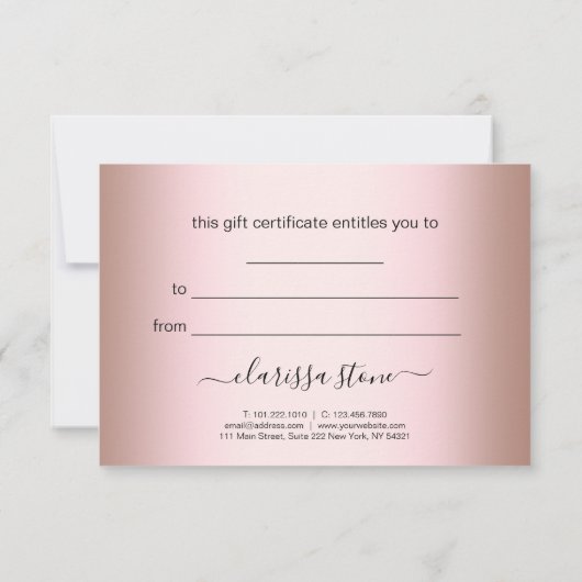 Carte Elégant ciseaux d'or rose moderne coiffeur (Dos)