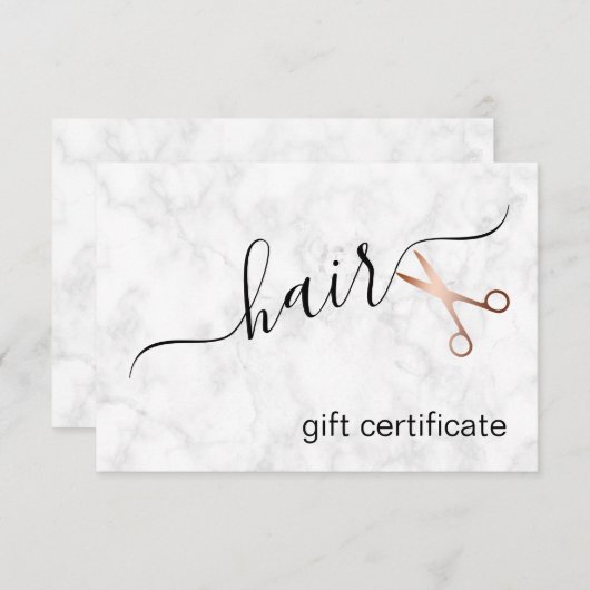Carte Elégant ciseaux d'or rose moderne coiffeur (Devant / Derrière)
