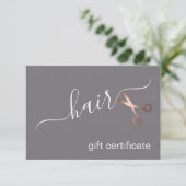 Carte Elégant ciseaux d'or rose moderne coiffeur (Debout devant)