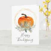 Carte Elégant Citrouille aquarelle Thanksgiving (Fleur jaune)