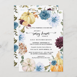 Carte Élégant Citrouille floral   Baby shower d'automne