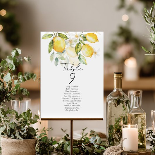 Carte Elegant citrus table number seating chart cards