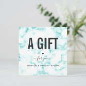 Carte Élégant Classy Turquoise Marbre Beauté Salon Logo (Debout devant)