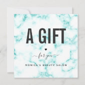 Carte Élégant Classy Turquoise Marbre Beauté Salon Logo (Devant)