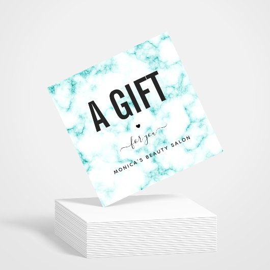 Carte Élégant Classy Turquoise Marbre Beauté Salon Logo