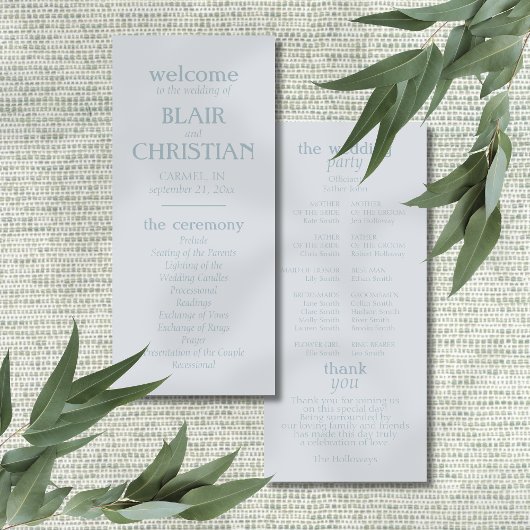 Carte Elegant Coastal Blue Wedding Ceremony Program
