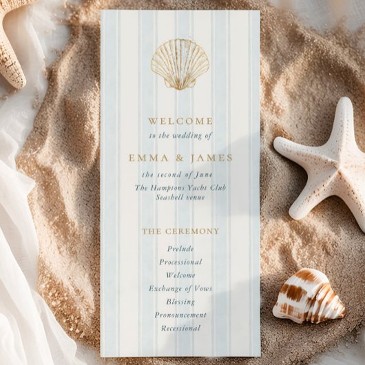 Carte Elegant Coastal Golden Seashell Wedding Program