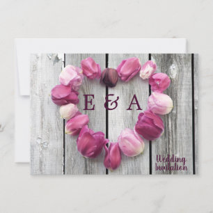 Carte Elégant coeur de fleur rustique grange mariage