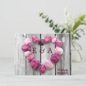 Carte Elégant coeur de fleur rustique grange mariage (Debout devant)