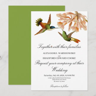 Carte Élégant colibri Lily Sage Mariage vert