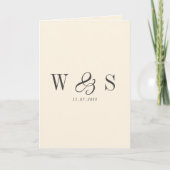 Carte Élégant couple mariage initial crème naturelle (Devant)