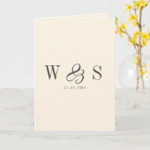 Carte Élégant couple mariage initial crème naturelle (Fleur jaune)