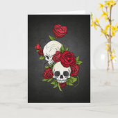 Carte Elégant crâne floral Dia de los Muertos Card (Fleur jaune)