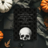 Carte Elégant crâne gothique Noir Damas Halloween Party