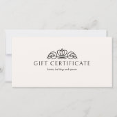 Carte Elegant Crown Salon Beige Gift Certificate (Devant)