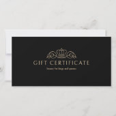 Carte Elegant Crown Salon Black Beige Gift Certificate (Devant)