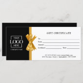 Carte Elegant Custom Black Business Gift Certificate (Devant / Derrière)