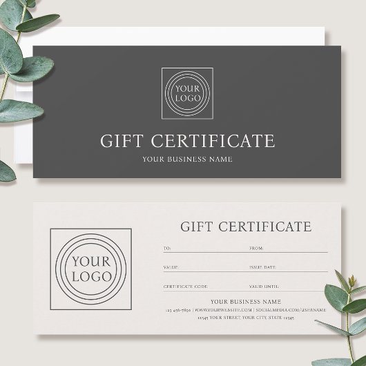 Carte Elegant Custom Logo Gift Certificate Off-white