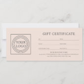 Carte Elegant Custom Logo Gift Certificate Pink Gray (Dos)