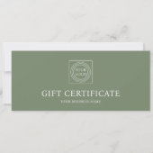 Carte Elegant Custom Logo Green Gift Certificate Voucher (Devant)