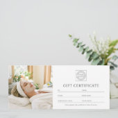 Carte Elegant Custom Photo Logo Gift Certificate Chic (Debout devant)