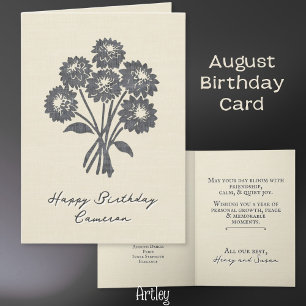 Carte Elégant Dahlia Timoté Août Fleur de naissance lin