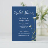 Carte Élégant Daisy Navy White Script Stridal (Debout devant)