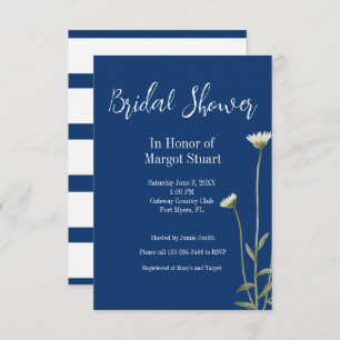 Carte Élégant Daisy Navy White Script Stridal