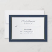 Carte Elegant Dark Navy Gold Frame Traditional  RSVP (Devant)