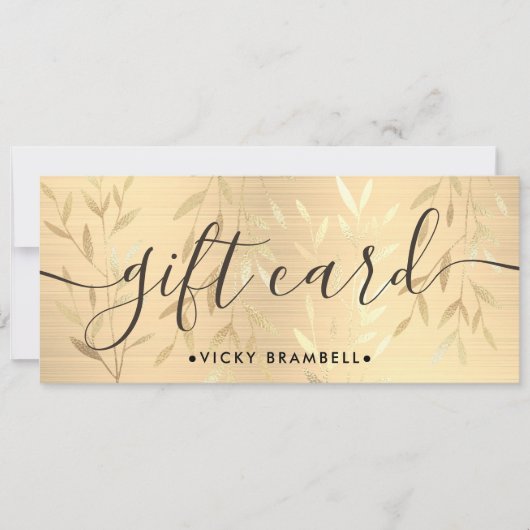 Carte Élégant Delicate Gold Feuille certificat cadeau (Devant)