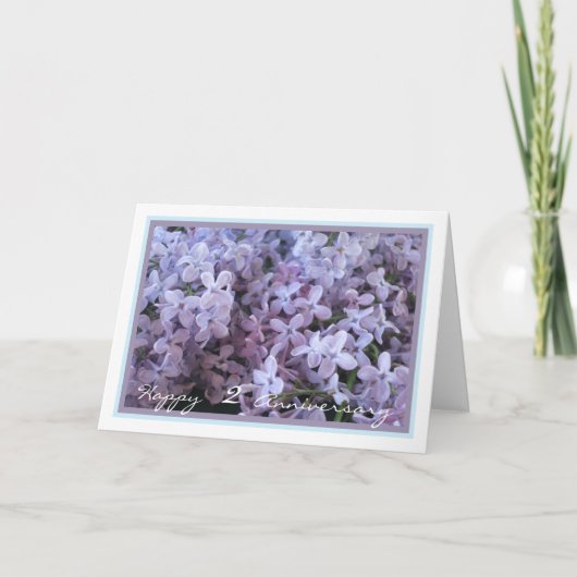 Carte Élégant deuxième anniversaire Mariage avec Lilac p (Devant)